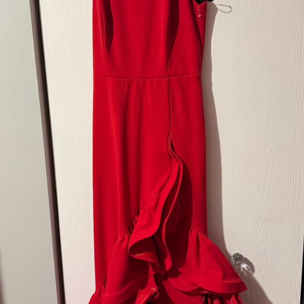 Elegant Red Ruffle Dress